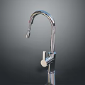 Modern Chrome Kitchen Faucet With Curved Spout And Single Handle Design 3d model