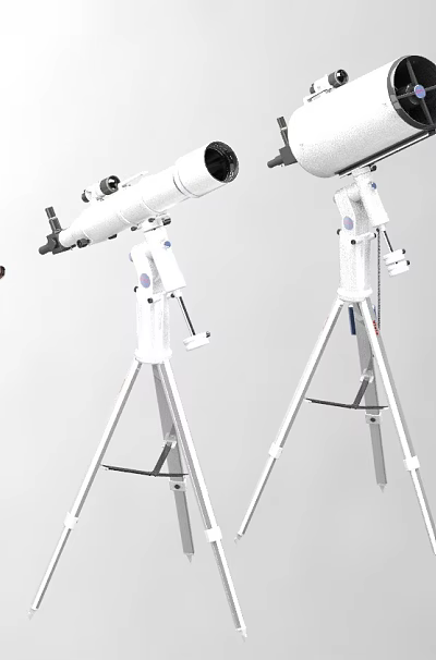 Professional Sports Equipment Featuring Two Telescopes White Tripods And Small Accessory For Sports Observation 3d model