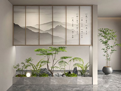 New Chinese Landscape Screen Partition Indoor Landscaping model