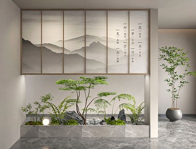 New Chinese Landscape Screen Partition Indoor Landscaping 3d model