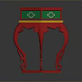 Traditional Chinese Red Stool With Green Top Decorative Carved Legs And Ornate Edge Details