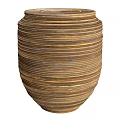Woven Rattan Side Table With Spiral Texture And Natural Brown Tone Design