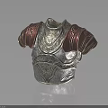 Medieval Style Armor Breastplate With Red Shoulder Plates And Intricate Silver Carvings