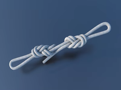 White Rope With Two Knots For Everyday Use On Dark Blue Background 3d model
