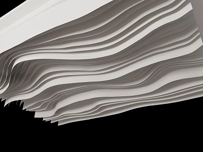 Wavy Layered White Ceiling Design Ideas for Modern Home Interiors 3d model