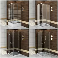 Modern Shower Sauna with Clear Frosted Graphite Viva Glass Enclosure Design