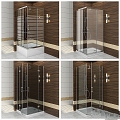 Modern Shower Sauna Shower Rack Shower Tray Glass Faucet 3d model