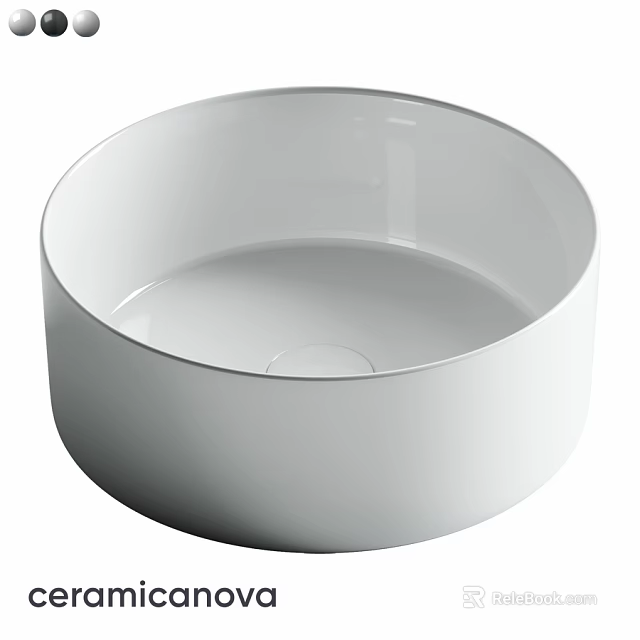 White Round Contemporary Washbasin With Smooth Ceramic Surface For Bathroom 3d model 