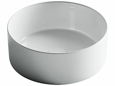 White Round Contemporary Washbasin With Smooth Ceramic Surface For Bathroom 3d model