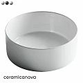White Round Contemporary Washbasin With Smooth Ceramic Surface For Bathroom