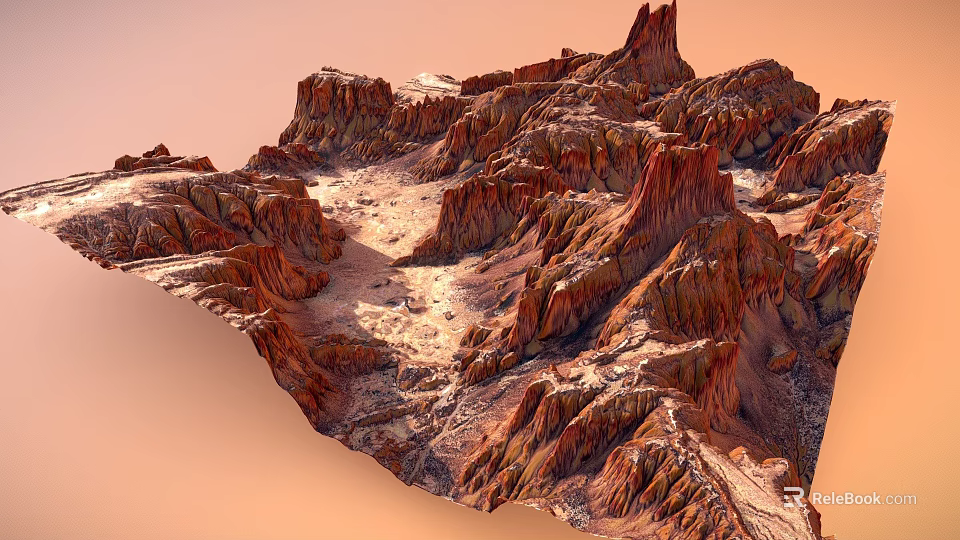 Stunning Red Rock Mountain Landscape With Rugged Terrain And Unique Geological Formations 3d model 