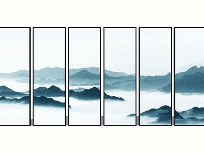 New Chinese style decorative painting landscape mural screen partition black blue and ink cloud color model