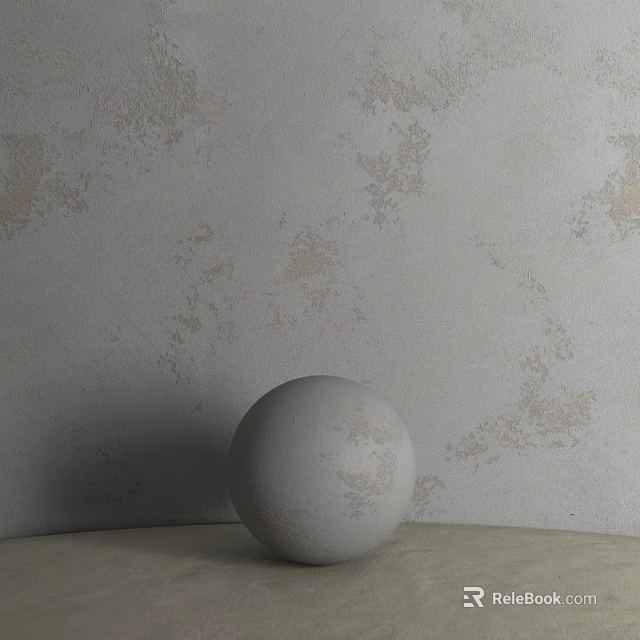 White Sphere Component Placed On Surface Against Textured Wall With Vintage Patterns 3d model 