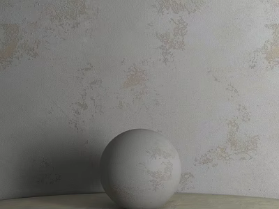White Sphere Component Placed On Surface Against Textured Wall With Vintage Patterns 3d model