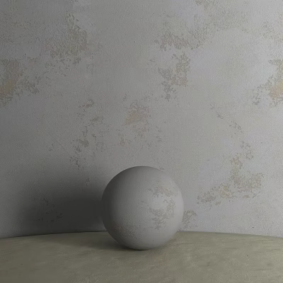 White Sphere Component Placed On Surface Against Textured Wall With Vintage Patterns 3d model