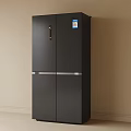 Modern Black Double Door Kitchen Refrigerator With Sleek Design And Silver Accents