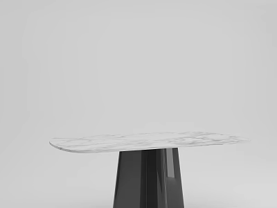 Modern Marble Top Dining Table With Black Pedestal Base Design 3d model