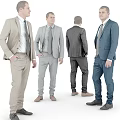 Men In Different Color Suits With Front Back And Side Views 3d model