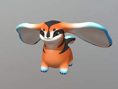 Cute Game Movie Character With Large Ears Orange Black Body And Blue Details 3d model