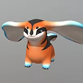 Cute Game Movie Character With Large Ears Orange Black Body And Blue Details