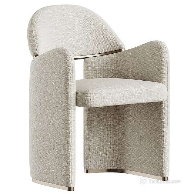 Modern Beige Upholstered Leisure Chair With Stylish Armrests And Comfortable Design 3d model