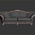 Elegant Gray Double Sofa With Tufted Back And Copper Frame Design 3d model