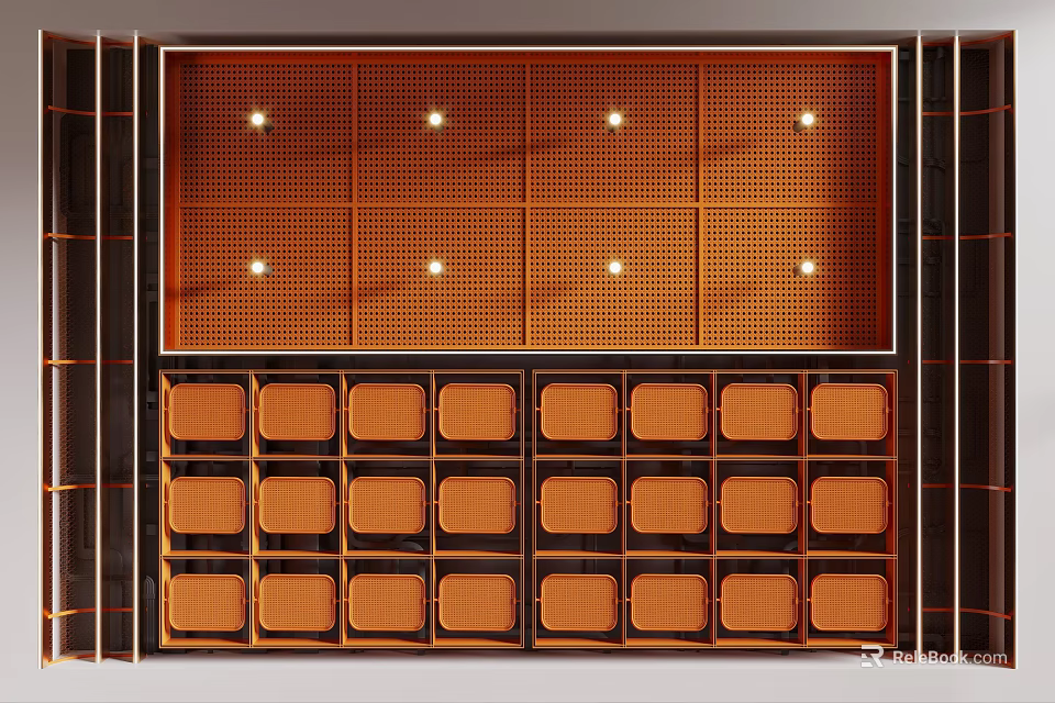 Modern Ceiling With Grid Design And Embedded Lights 3d model 