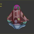 Futuristic Blue and White Spacecraft 3D Model with Detailed Cosmic Exploration Design