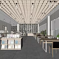 Library Reading Room Book Bar Book Cafe Bookshelf Reading Area 3d model