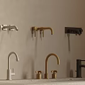 Various Modern Faucets Featuring Wall Mounted And Countertop Types In White Gold Black