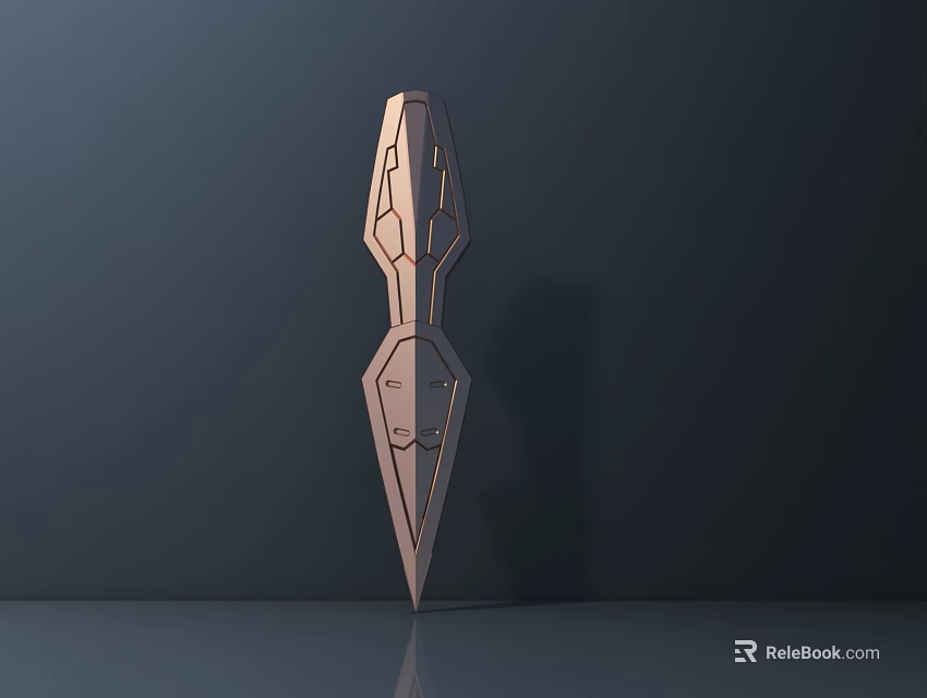 Sleek Modern Metal Sculpture With Intricate Geometric Design On Dark Background 3d model 