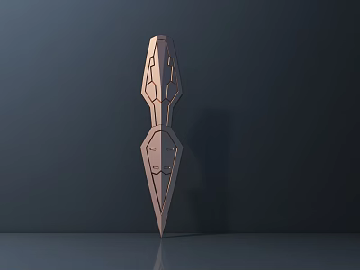 Sleek Modern Metal Sculpture With Intricate Geometric Design On Dark Background 3d model