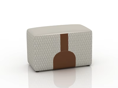 Modern Beige Stool With Honeycomb Texture And Brown Arch Detail 3d model