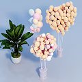 Inflatable Balloons Decoration With Pastel Pink White Beige Balls And Pot Base Stand