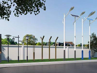 Solar Powered Outdoor Lights With Various Styles For Garden Roadside Illumination 3d model