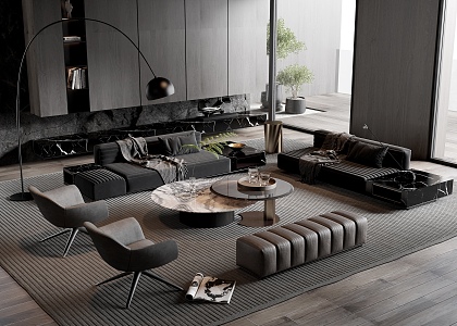 Minotti sofa coffee table combination 3d model