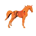 Wooden Horse Puzzle Toy With Colorful Assembled Structure And Decorative Details