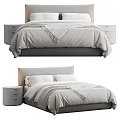 Modern Double Bed With Gray Comforter White Pillows And Nightstands In Bedroom