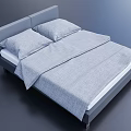 Modern Double Bed With Grey Headboard Two Pillows And Grey Blanket
