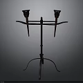 Metal Candle Holder Stand With Two Candle Holders And Tripod Base