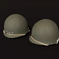 Two Green Commercial Equipment Helmets With Anchor Symbol And Star Design Details