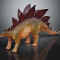 Realistic Stegosaurus Dinosaur Model With Red Plates Spiked Back And Green Brown Body
