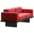 Cassina Double Sofa Solid Wood Double Sofa Leather Double Sofa 3d model