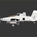 White Propeller Airplane Model With Brown Cockpit And Underwing Mounts On Gray Background