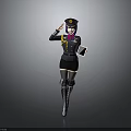 Female Character In Police Style Uniform Saluting With Purple Hair Notebook And Boots