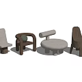 Stylish Leisure Chairs With Unique Designs Wooden Legs And Gray Upholstered Seats