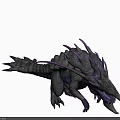 Mythical Reptilian Monster Character With Purple Spikes Gray Skin Sharp Teeth And Claws
