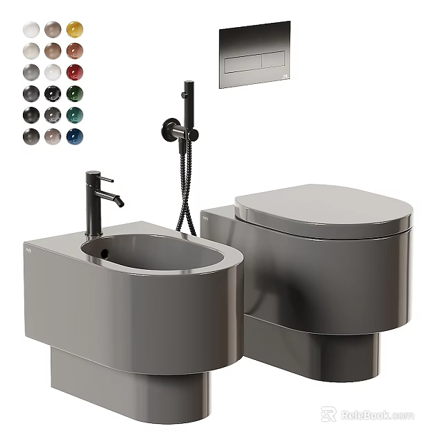 Sleek Modern Toilet With Integrated Sink Faucet Bidet Sprayer Multiple Color Options 3d model 