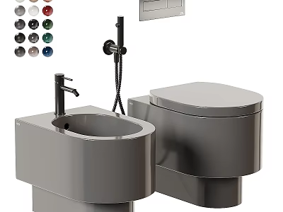 Sleek Modern Toilet With Integrated Sink Faucet Bidet Sprayer Multiple Color Options 3d model