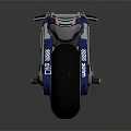 Wulong Motorcycle With Blue Red White Body Brown Seat And Large Tires